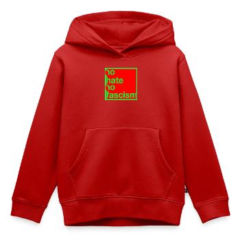 no hate no fascism - Kids Premium Organic Hoodie - red - Front - AI Model Kid Female (0cm)