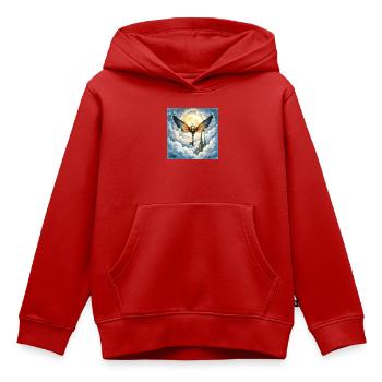 Geflügelter Schlüssel am Nachthimmel - Kinder Premium Organic Hoodie - Rot - Vorne - AI Model Kid Female (0cm)