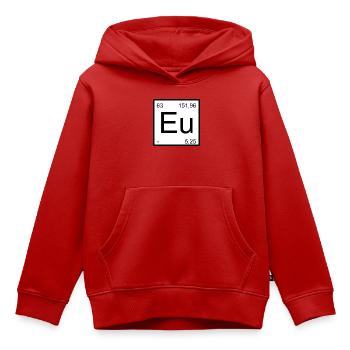 Conception périodique minimale de l’élément EU - Sweat Premium à capuche enfant bio - rouge - Devant - AI Model Kid Female (0cm)