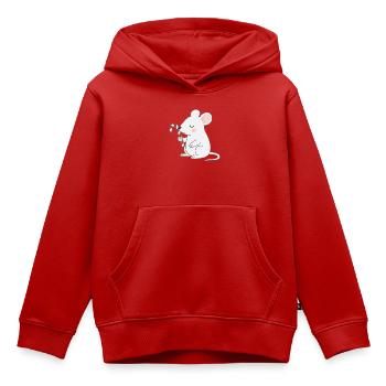 Souris mignonne avec une canne d’orge – Dessin animé mignon - Sweat Premium à capuche enfant bio - rouge - Devant - AI Model Kid Female (0cm)