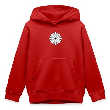Blumenmandala mit feinen Blütenblättern, Ruhe und Harmonie - Kinder Premium Organic Hoodie - Rot - Vorne - AI Model Kid Female (0cm)