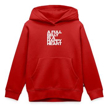 Ventre plein, cœur heureux - Sweat Premium à capuche enfant bio - rouge - Devant - AI Model Kid Female (0cm)