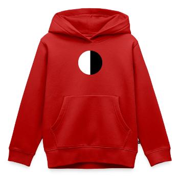 Graphique du bloc de Croissant de Lune : blanc et noir - Sweat Premium à capuche enfant bio - rouge - Devant - AI Model Kid Female (0cm)