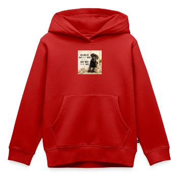 Ich wollte nicht raus das war Deine Idee - Kinder Premium Organic Hoodie - Rot - Vorne - AI Model Kid Female (0cm)