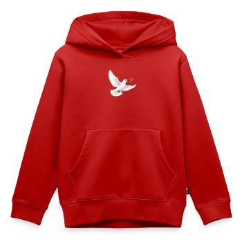 White Dove with Olive Branch - Dove of Peace - Kids Premium Organic Hoodie - red - Front - AI Model Kid Female (0cm)