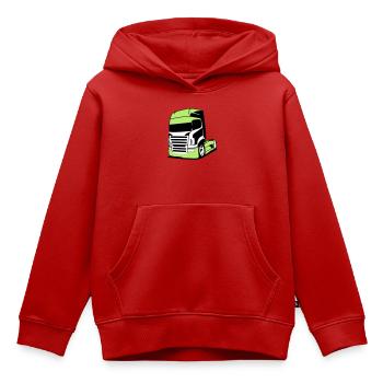 Camion V8 saisissant - Sweat Premium à capuche enfant bio - rouge - Devant - AI Model Kid Female (0cm)