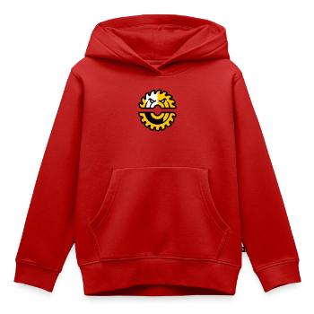 Kreissaege Maskottchen Logo - Kinder Premium Organic Hoodie - Rot - Vorne - AI Model Kid Female (0cm)
