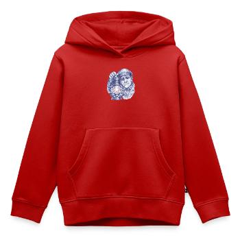 Homme senior avec lanterne - Sweat Premium à capuche enfant bio - rouge - Devant - AI Model Kid Female (0cm)