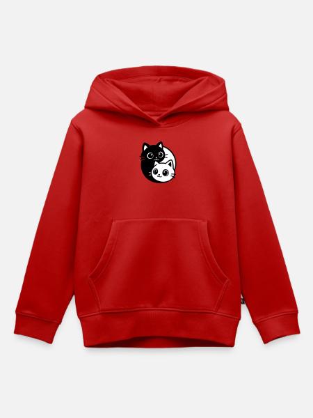 Ying Yang Katzenporträt - Kinder Premium Organic Hoodie - Rot