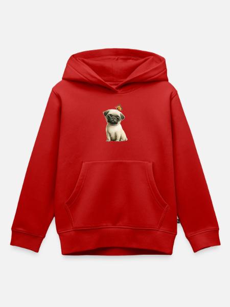 Mops mit Schmetterling - Kinder Premium Organic Hoodie - Rot