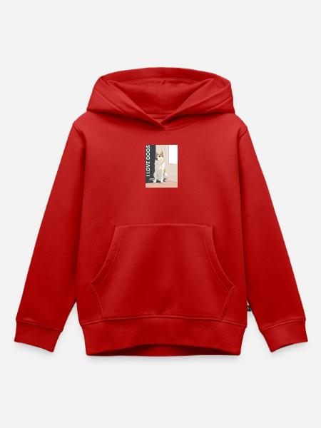 Hundeporträt mit Love Botschaft - Kinder Premium Organic Hoodie - Rot