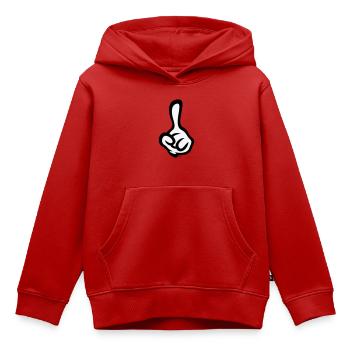 Erhobener Zeigefinger (Finger / Linke Hand / 2C) - Kinder Premium Organic Hoodie - Rot - Vorne - AI Model Kid Female (0cm)
