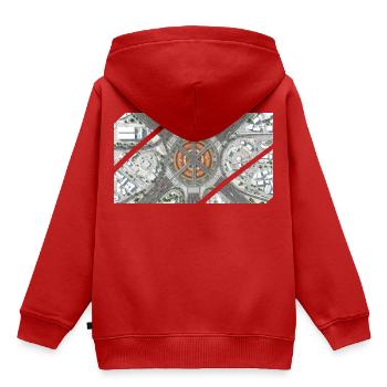 Mosaïque du rond-point urbain - Sweat Premium à capuche enfant bio - rouge - Dos - AI Model Kid Female (0cm)