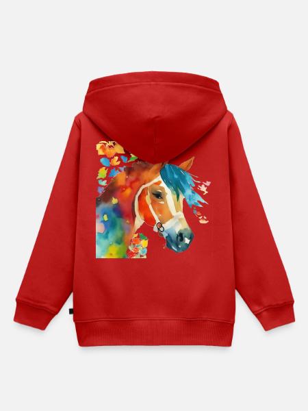 Pferdeglück - Kinder Premium Organic Hoodie - Rot