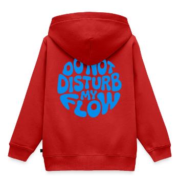 Ne dérange pas mon flux - Sweat Premium à capuche enfant bio - rouge - Dos - AI Model Kid Female (0cm)