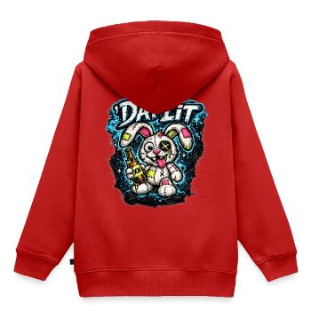 DatLit Bunny Graffiti - Sweat Premium à capuche enfant bio - rouge - Dos - AI Model Kid Female (0cm)