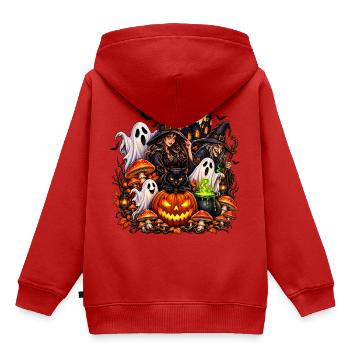 Magische Halloween Hexen & Geist - Kinder Premium Organic Hoodie - Rot - Hinten - AI Model Kid Female (0cm)