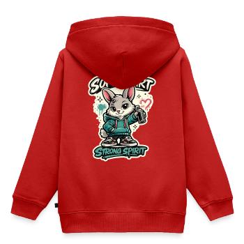 Soft Heart Strong Spirit Hase Graffiti - Kinder Premium Organic Hoodie - Rot - Hinten - AI Model Kid Female (0cm)