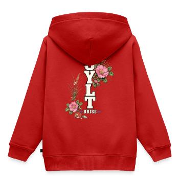 Sylt Brise mit Wildrosen und Nordsee-Flair - Kinder Premium Organic Hoodie - Rot - Hinten - AI Model Kid Female (0cm)