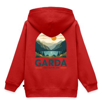 Garda Italy Alpine Lake - Kinder Premium Organic Hoodie - Rot - Hinten - AI Model Kid Female (0cm)