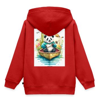 Panda-Ruderboot in Blüte - Kinder Premium Organic Hoodie - Rot - Hinten - AI Model Kid Female (0cm)