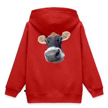 Muh Kuh - Kinder Premium Organic Hoodie - Rot - Hinten - AI Model Kid Female (0cm)
