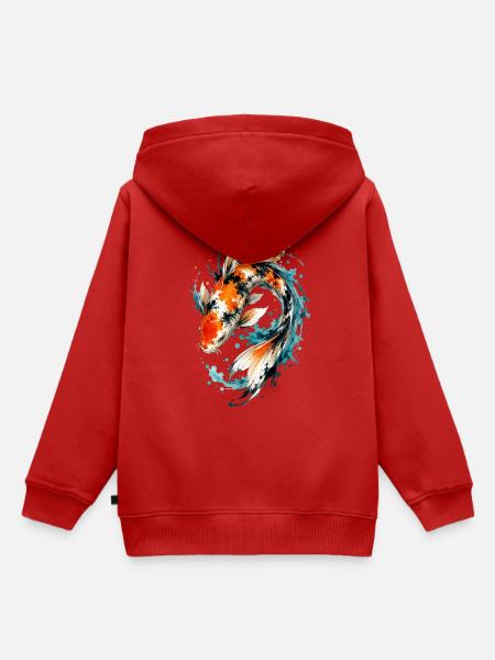 Aquarell Koi Splash - Kinder Premium Organic Hoodie - Rot