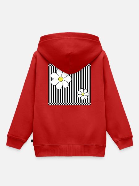 Stripes & Flowers - Kinder Premium Organic Hoodie - Rot