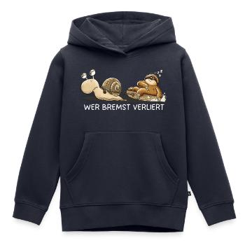 Wer bremst verliert Faultier Schnecke Tierhumor - Kinder Premium Organic Hoodie - Navy - Vorne - AI Model Kid Male (0cm)