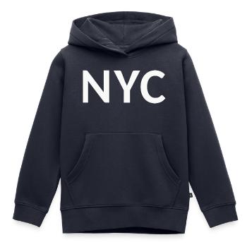 NYC Schriftzug - Kinder Premium Organic Hoodie - Navy - Vorne - AI Model Kid Male (0cm)