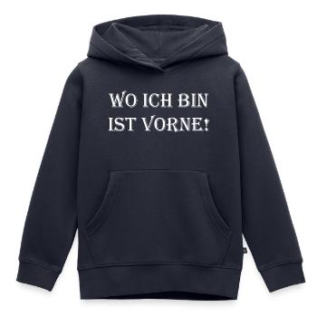 Wo ich bin ist vorne – Distressed Typografie - Kinder Premium Organic Hoodie - Navy - Vorne - AI Model Kid Male (0cm)