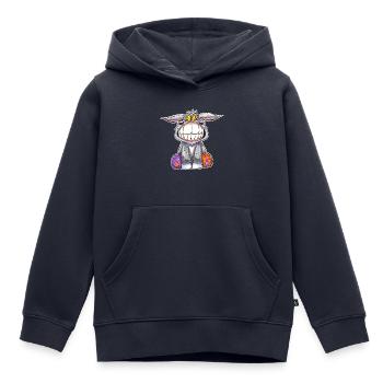 Âne Grin - un sourire en dit plus de 1000 mots - Sweat Premium à capuche enfant bio - bleu marine - Devant - AI Model Kid Male (0cm)
