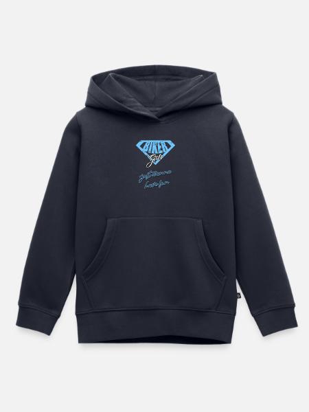 Girls Biking - Kinder Premium Organic Hoodie - Navy