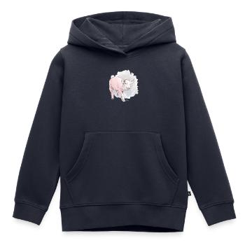 Niedliches Schwein vor buntem Klecks - Kinder Premium Organic Hoodie - Navy - Vorne - AI Model Kid Male (0cm)