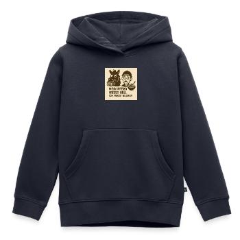Pferd frisst Heu Nudeln - Kinder Premium Organic Hoodie - Navy - Vorne - AI Model Kid Male (0cm)