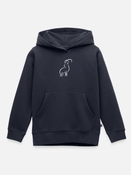 Steinbock Strichzeichnung - Kinder Premium Organic Hoodie - Navy