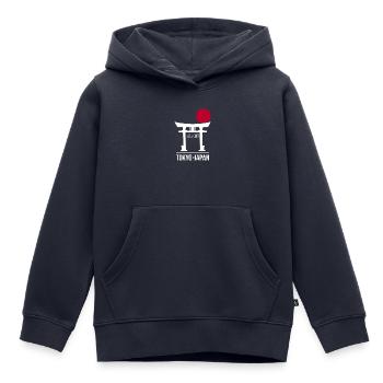 TOORI | TORI NO ICHI | JAPANISCHE KUNST - Kinder Premium Organic Hoodie - Navy - Vorne - AI Model Kid Male (0cm)