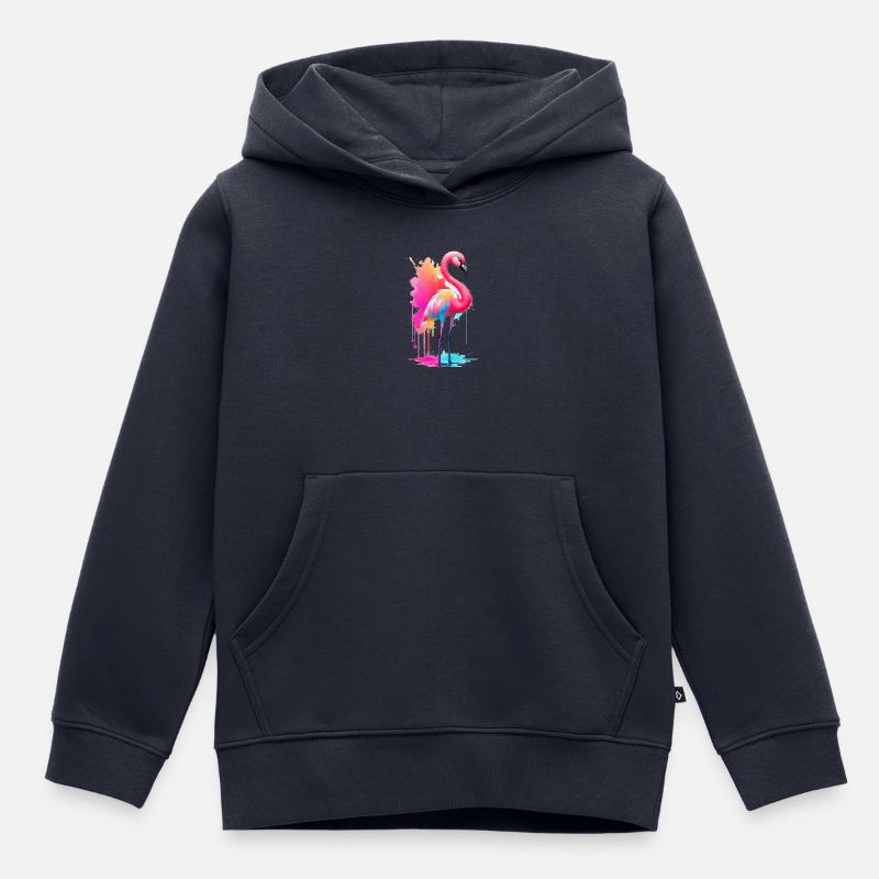 Flamant - Sweat Premium à capuche enfant bio - bleu marine