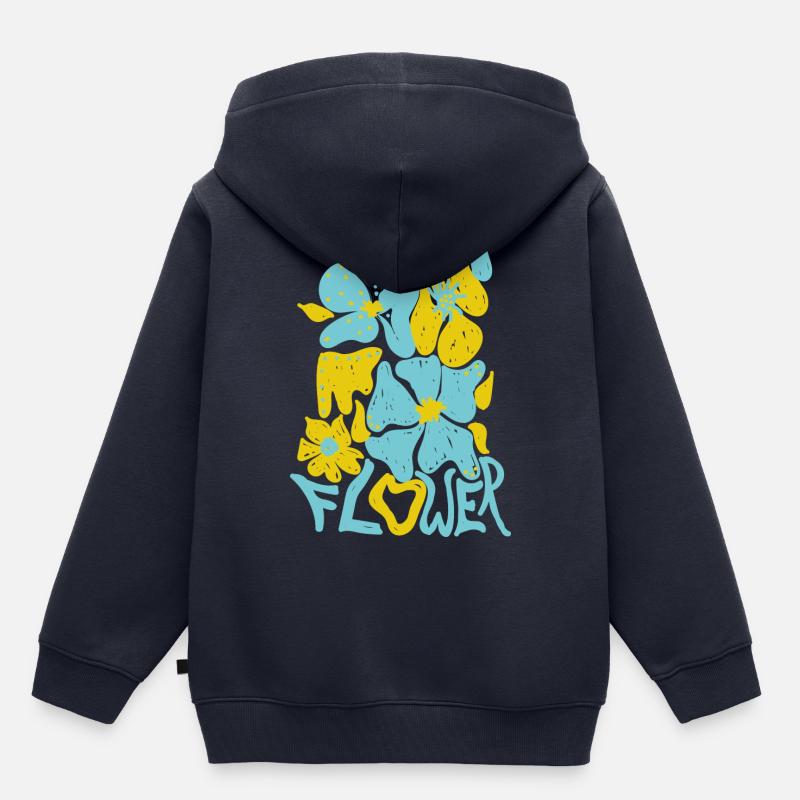 Fleur - Sweat Premium à capuche enfant bio - bleu marine