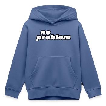 NO PROBLEM - Kinder Premium Organic Hoodie - Taubenblau - Vorne - AI Model Kid Female (0cm)