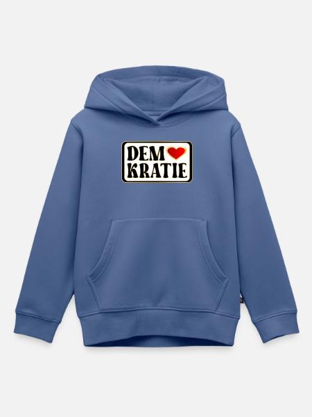 DEMOKRATIE HERZ WÄHLEN - Kinder Premium Organic Hoodie - Taubenblau