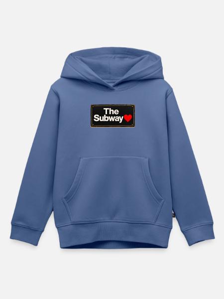 Subway Heart Retro-Schild - Kinder Premium Organic Hoodie - Taubenblau