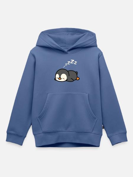 Süßes Pinguin-Nickerchen - Kinder Premium Organic Hoodie - Taubenblau