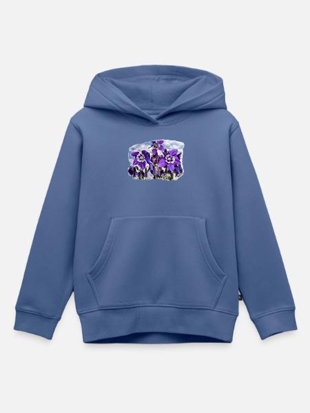 Blühende Akelei - Kinder Premium Organic Hoodie - Taubenblau