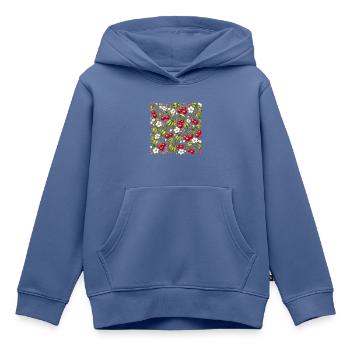 Kirschen Muster Botanisch Sommer Garten Früchte - Kinder Premium Organic Hoodie - Taubenblau - Vorne - AI Model Kid Female (0cm)