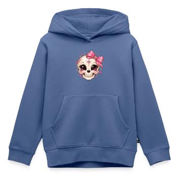 Glitzernder Kristallskull mit Schleife - Kinder Premium Organic Hoodie - Taubenblau - Vorne - AI Model Kid Female (0cm)