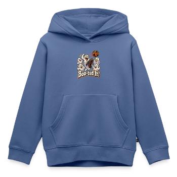 Boo-ted It Halloween-Fußball mit kichernden - Kinder Premium Organic Hoodie - Taubenblau - Vorne - AI Model Kid Female (0cm)