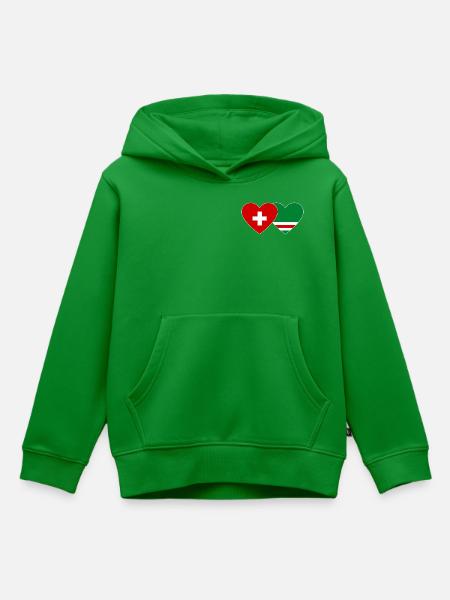 Schweiz Tschetschenien Flagge Herz - Kinder Premium Organic Hoodie - Grün
