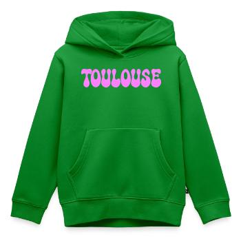 Toulouse, neonrosa Blasenbuchstaben - Kinder Premium Organic Hoodie - Grün - Vorne - AI Model Kid Female (0cm)