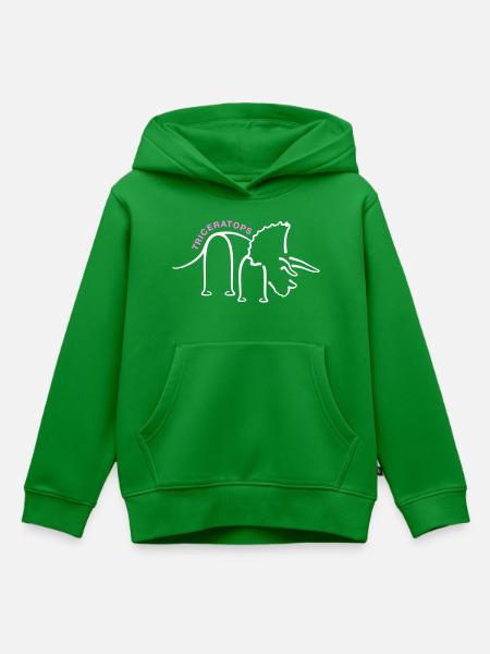 Dinosaurier Triceratops Dino Liniengrafik - Kinder Premium Organic Hoodie - Grün